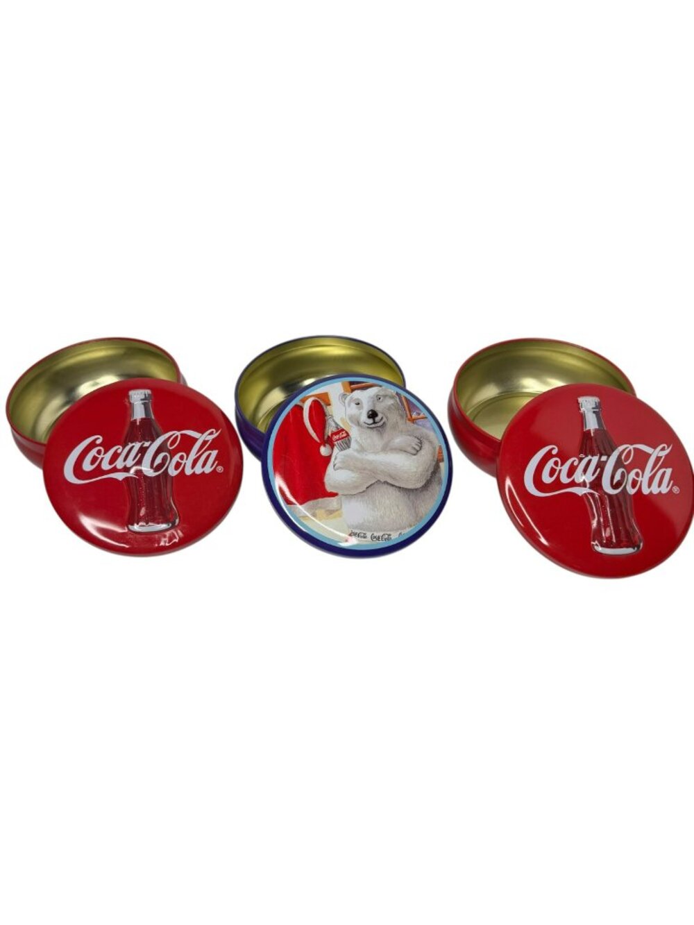Coca-Cola Collectible Metal Tins Set Of 3 Polar Bear and Classic Bottle Design